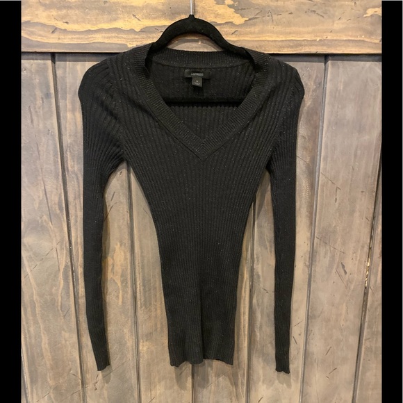 Express Sweaters - Express fitted black shimmer sweater